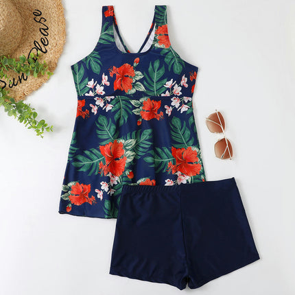 Womens Tankini Swimsuits Flowy Swimdress Two Piece Bathing Suits with Boyshorts