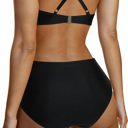 Women's Two Piece V Neck Bikini Swimsuits High Waisted Ruched Tummy Control Swimwear