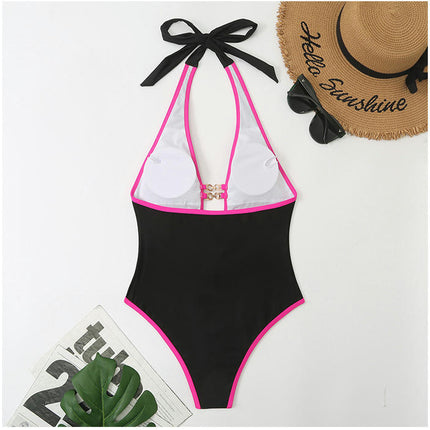 Women Sexy One Piece Swimsuits Deep V Neck Cutout Tummy Control Bathing Suits