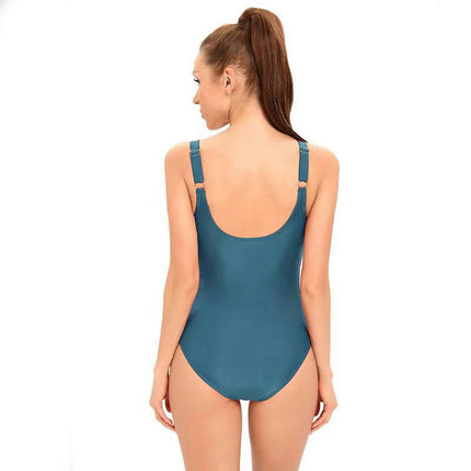 Women's Tummy Control One Piece Swimsuits Slimming Bathing Suits Sexy V Neck Ruched Swimwear