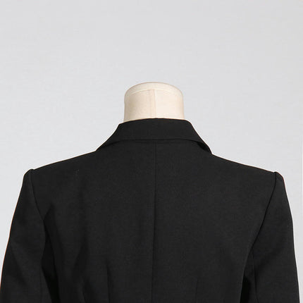 Women's Front Opening Extra Long Cardigan Coat Notch Lapel Autumn Jacket with Pockets