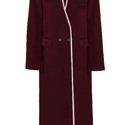 Women's Fashion Long Coat Spring V-neck Casual Coat with Pockets