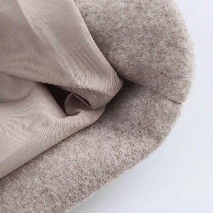 Women's Oversized Notched Collar Wool Blend Single Breast Midi Long Trench Coat