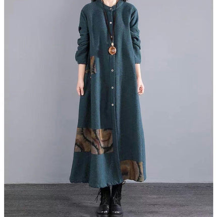 Women's Long Fashionable Literary Windbreaker Jacket Clothing Casual Plus Size Patch Stitching Outerwear