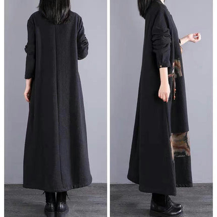 Women's Long Fashionable Literary Windbreaker Jacket Clothing Casual Plus Size Patch Stitching Outerwear