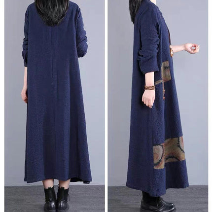 Women's Long Fashionable Literary Windbreaker Jacket Clothing Casual Plus Size Patch Stitching Outerwear