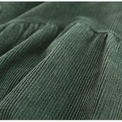Womens Corduroy Button Down Shirt Dress Lapel Retro Long Jacket Trench Coat Outwear
