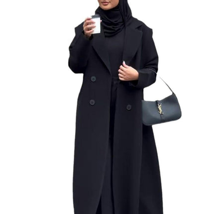 Women's Charming Long Trench Coat Winter Double Breasted Classic Warm Jacket