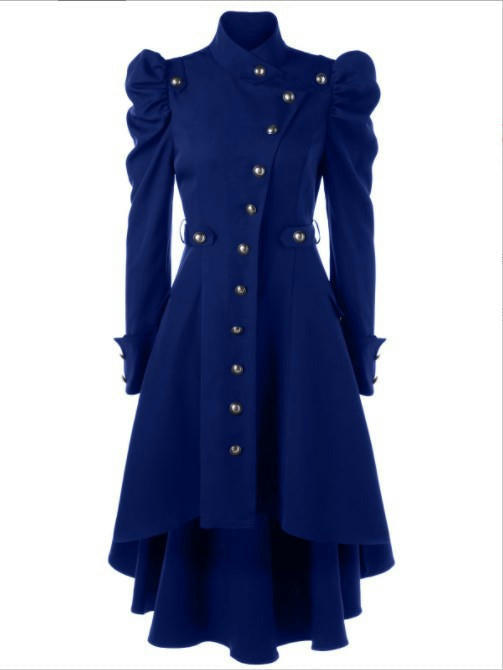 Gothic Vintage Womens Steampunk Victorian Swallow Tail Long Trench Coat Jacket