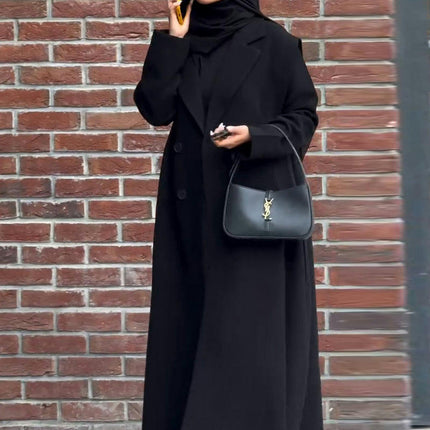 Women's Charming Long Trench Coat Winter Double Breasted Classic Warm Jacket