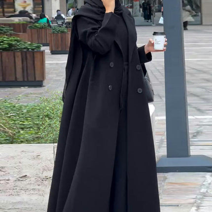Women's Charming Long Trench Coat Winter Double Breasted Classic Warm Jacket