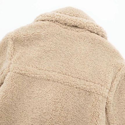 Women Long Sherpa Coat - Fuzzy Faux Fur Trench Jackets Winter Fleece Button Cardigan