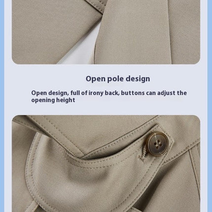 Women's Short Trench Coat Loose Double Breasted Trench Coat Jacket with Belt