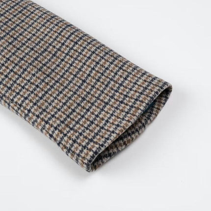 Women's Plaid Woolen Coat - Scarf Collar Single Button Long Trench Coat