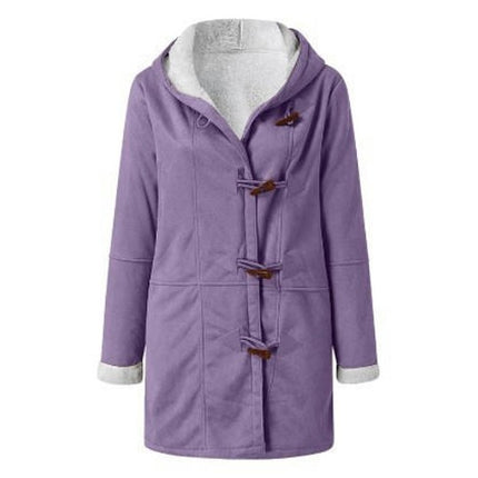 Women's Plush Fleece Jacket Duffle Clothes Warm Coat Hood