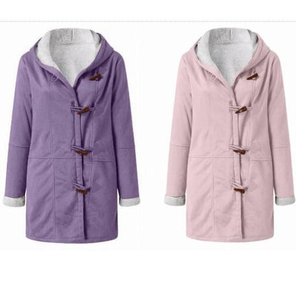 Women's Plush Fleece Jacket Duffle Clothes Warm Coat Hood
