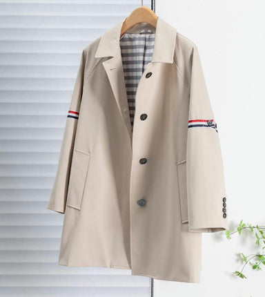 Autumn Lapel Jacket Women's Ribbon Striped Casual Parker Windbreaker