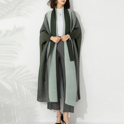 Women's Long Loose Gradient Flowing Scarf Bat Sleeve Cardigan