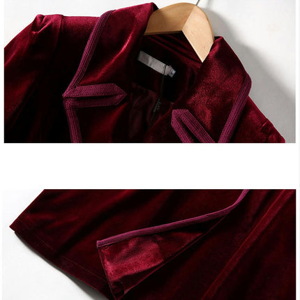 Women's Elegant Velvet One Button Maxi Trench Coat Pocket Party Overcoat
