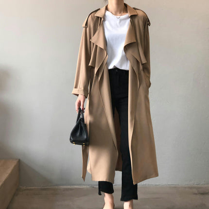 Autumn Fashion Long Trench Coat Women Retro British Style Loose Coat