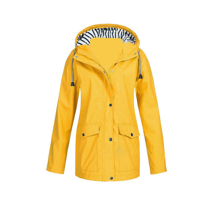 Women's Long Hooded Rain Jacket Outdoor Mountaineering Clothing Waterproof Trench Coat