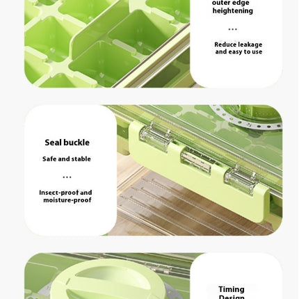 Ice Cube Tray - with Lid and Bin and Ice Scoop Easy Release Ice Cube