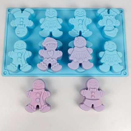 8 Cavity Gingerbread Man Ice Cube Tray Silicone Mold - for DIY Chocolate Juice Beverages
