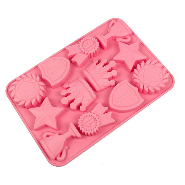 Silicone Ice Cube Mold Crown Stars Medal Trophy Shape Chocolate Trays for Kitchen