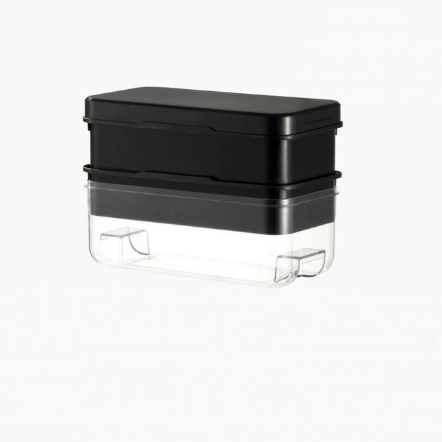 Ice Cube Tray with Lid and Bin with Silicone Ice Tray Easy