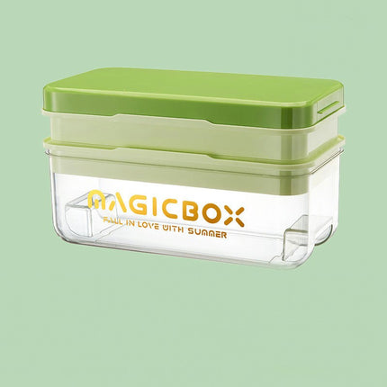 Ice Cube Tray with Lid and Bin with Silicone Ice Tray Easy