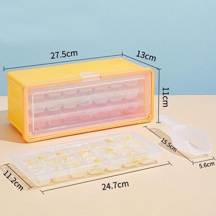 Ice Cube Tray with Lid and Bin Pull-Out Ice Cube Molds for Freezer