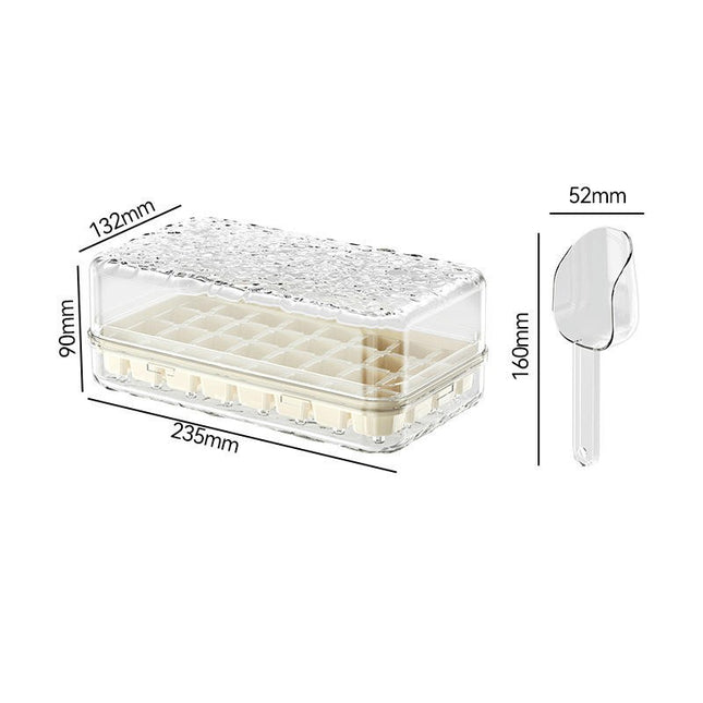 Small Ice Cube Tray with Lid and Bin Easy Press Ice Release - Plus Ice Scoop