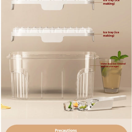 Square Ice Cube Trays for Freezer with Lid Bin Ice Ball Maker Mold - for Freezer