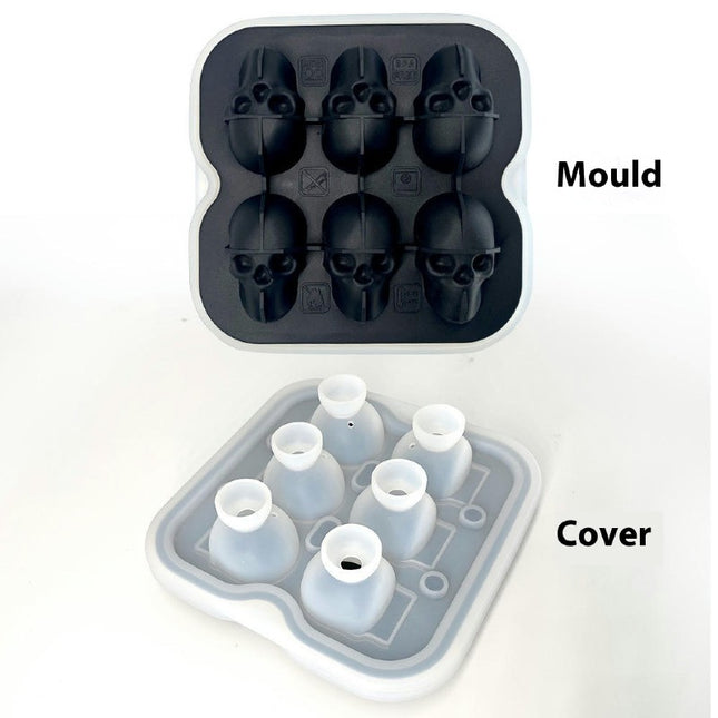 3D Skull Ice Cube Mold Silicone Tray Easy to Fill & Release - for Halloween Christmas Party