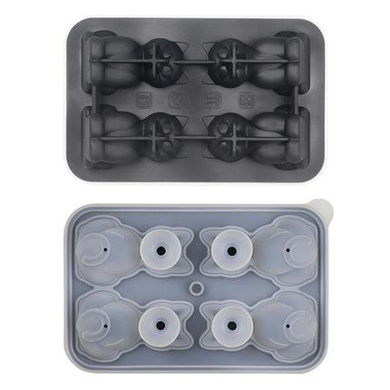 3D Cat Ice Cube Mold Silicone Large Ice Cube Tray with Lid - for Cocktail Whiskey