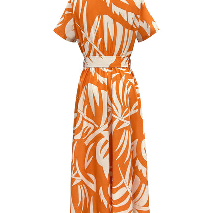 Charming Floral Dress Short Sleeve Collar Design-Lightweight & Comfortable,Casual Womens Clothing
