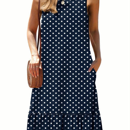 Women's Summer Dresses Casual Loose Sleeveless Sundress Ruffle Hem Tank Dress Beach Dress
