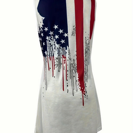 Star Print V Neck Tank Dress, Casual Sleeveless Dress For Spring & Summer, Women's Clothing