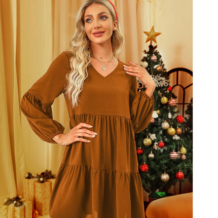 Women Summer Tunic Dress V Neck Casual Loose Flowy Swing Shift Dress Casual Daily Wear