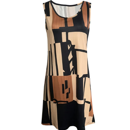Tank Dress - Women's Sleeveless Crew Neck Mini Dress for Summer & Spring - Casual, Comfy