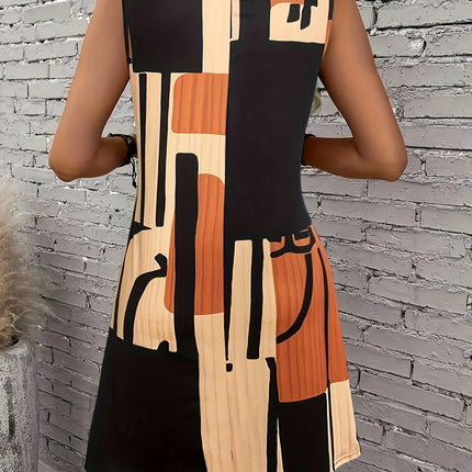 Tank Dress - Women's Sleeveless Crew Neck Mini Dress for Summer & Spring - Casual, Comfy