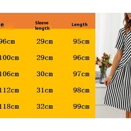 Vibrant Striped Crew Neck Loose Fit A-Line Dress-Women's Casual Short Sleeve Dresses for Summer