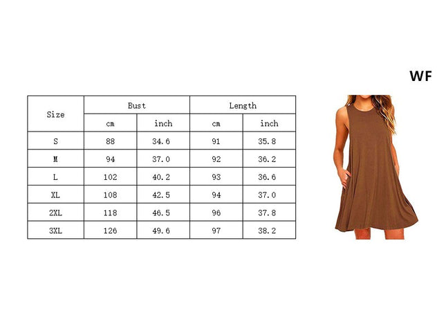 Vibrant Tropical Leaf Print Round Neck Sleeveless Tank Dress- Soft, Breathable, Relaxed Fit