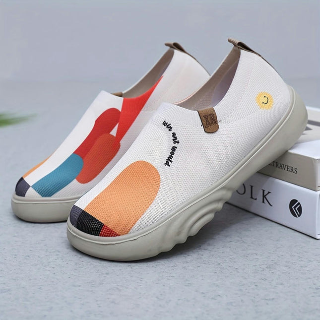 Spring And Autumn Women's Shoes Painted Casual Shoes Soft Bottom Thick Bottom Single Step Shoes