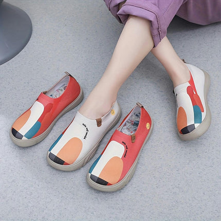 Spring And Autumn Women's Shoes Painted Casual Shoes Soft Bottom Thick Bottom Single Step Shoes