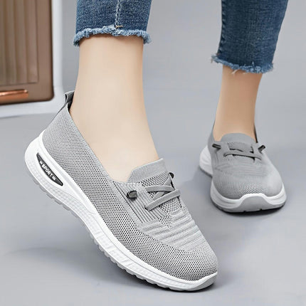 Plus Size Breathable Women's Knitted Sports Shoes, Comfy Slip On Walking Trainers, Outdoor Sneakers