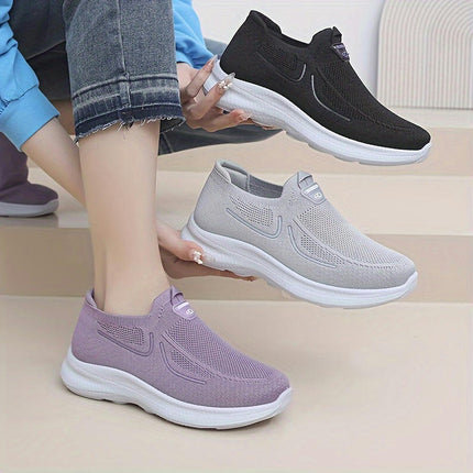 1 Pair Women'S Slip-On Walking Shoes, Breathable Lightweight All-Season Comfortable Running Shoes