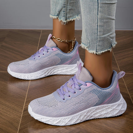 Women's Breathable Mesh Knitted Casual Sports Shoes,Casual Lace Up Outdoor Shoes Fitness Shoes