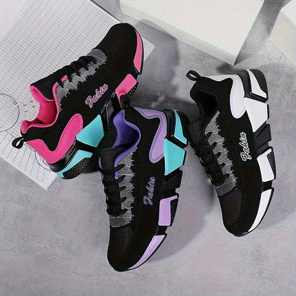 Womens Lightweight Colorblock Sneakers-Lace Up Running & Walking Trainers