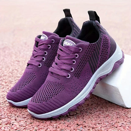Women's Breathable Mesh Sneakers, Casual Lace Up Outdoor Shoes, Comfortable Low Top Running Shoes